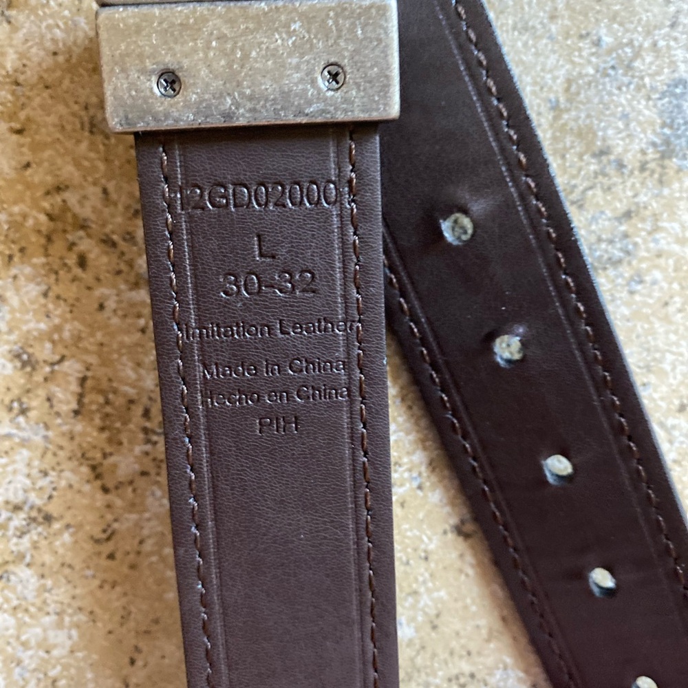 Dickies - Black 1”W faux leather belt with silver buckle, L (fits 28”-32… - Picture 5 of 6